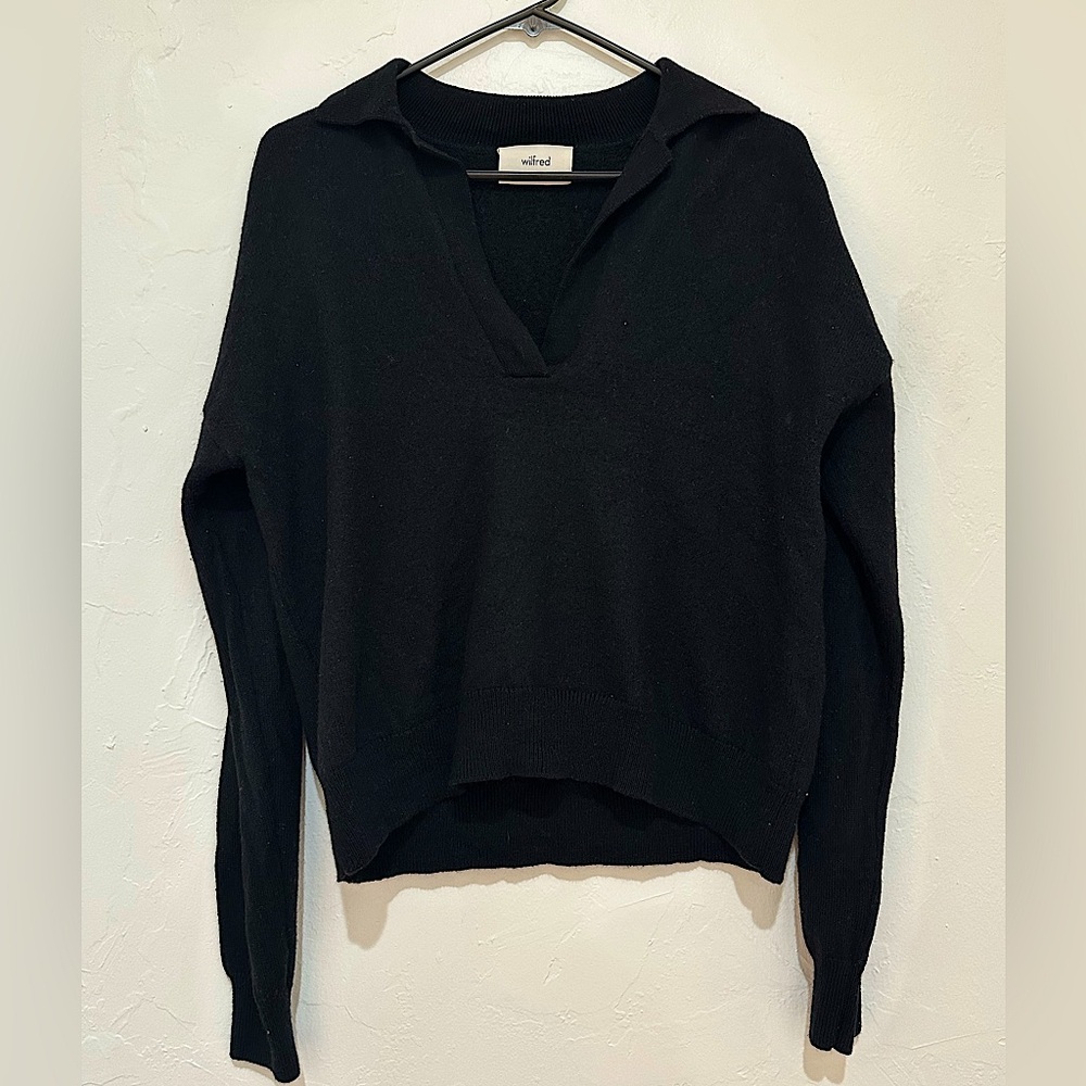Wilfred Black V-Neck Sweater - Size M
